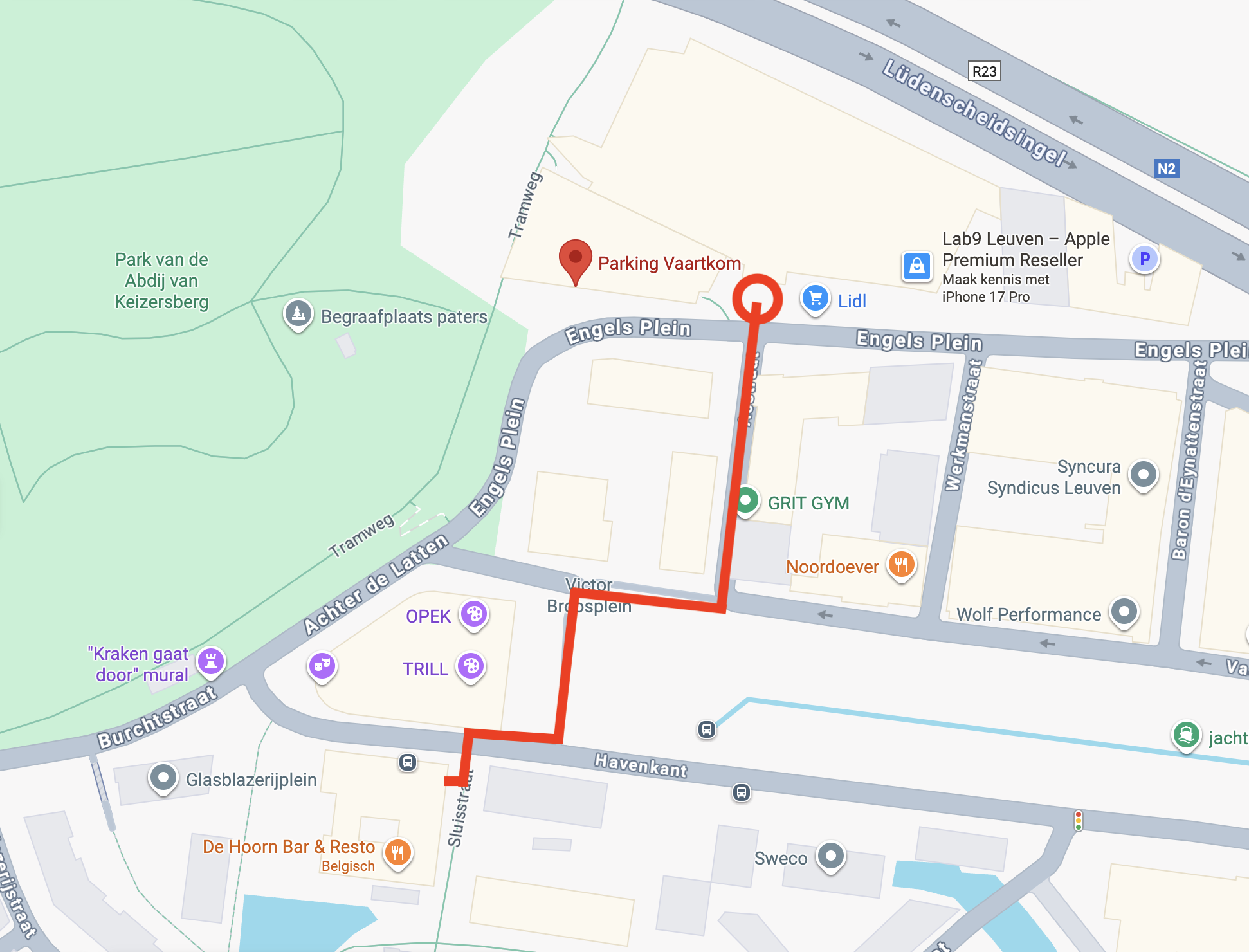 Locatie van de parking op een kaart.